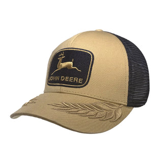 John Deere Twill / Mesh Cap - 3D Wheat with Navy Logo