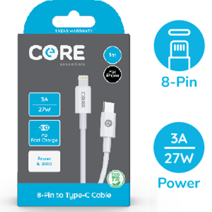 Core essentials - 8 Pin to type C cable - 1 meter