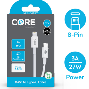 Core essentials - 8 Pin to type C cable - 2 meters