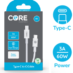 Core Essentials - Type C to C Cable - 1 Meter