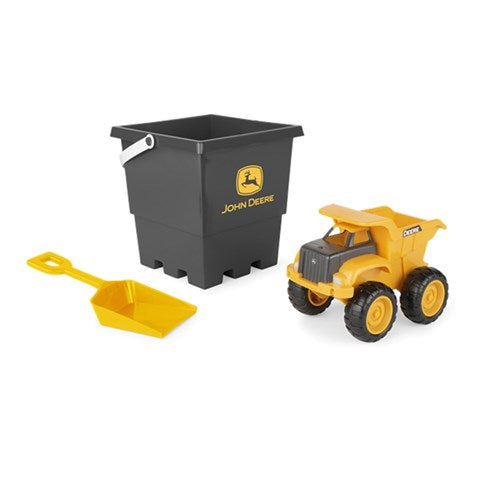 John Deere Sand Pit Bucket & Yellow Dump Truck