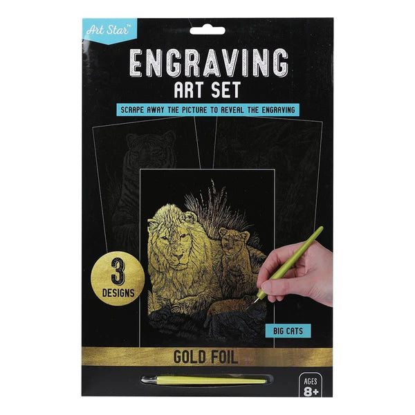 Art Star Gold Foil Engraving Art Set - Big Cats