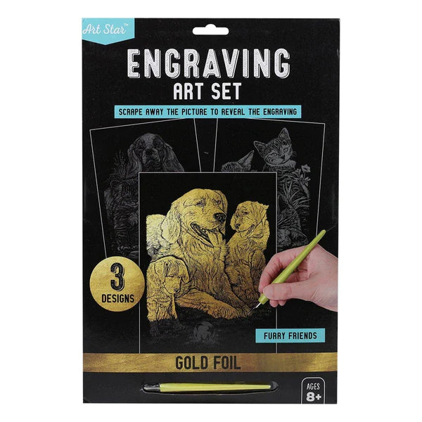 Art Star Gold Foil Engraving Art Set - Furry Friends