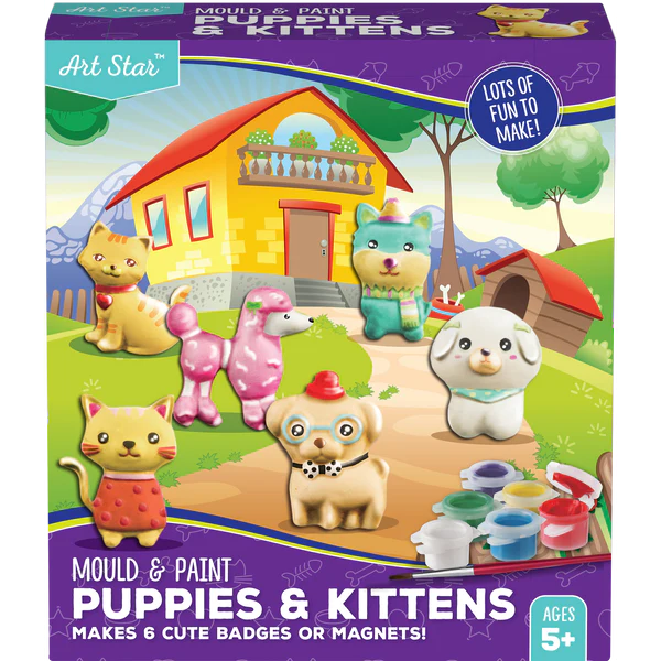 Art Star - Mould & Paint Puppies & Kittens Painting Kit for Kids 