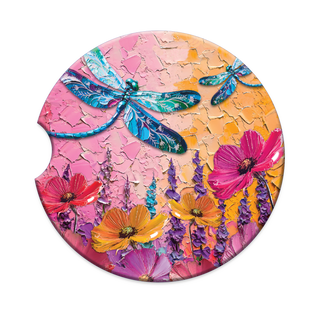 Lisa Pollock Car Coaster - Playful Dragonflies