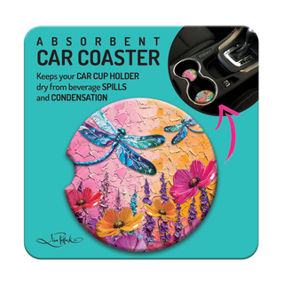 Lisa Pollock Car Coaster - Playful Dragonflies