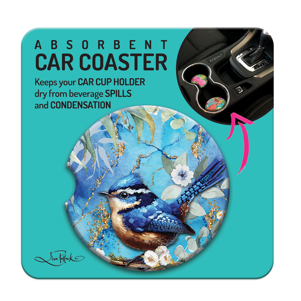 Lisa Pollock Car Coaster - Cheeky Wren