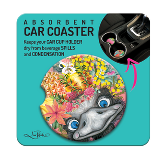 Lisa Pollock Car Coaster - Happy Emu