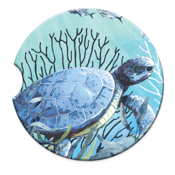 Lisa Pollock Car Coaster - Reef Turtle