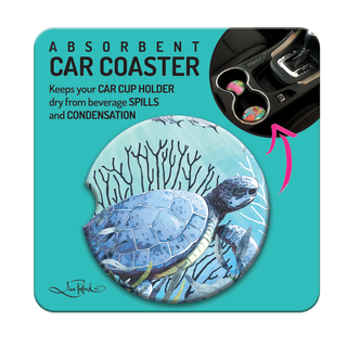 Lisa Pollock Car Coaster - Reef Turtle