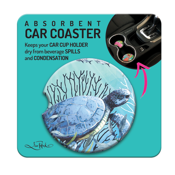 Lisa Pollock Car Coaster - Reef Turtle