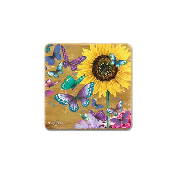 Lisa Pollock Bamboo Coaster Set - Sunny Butterflies