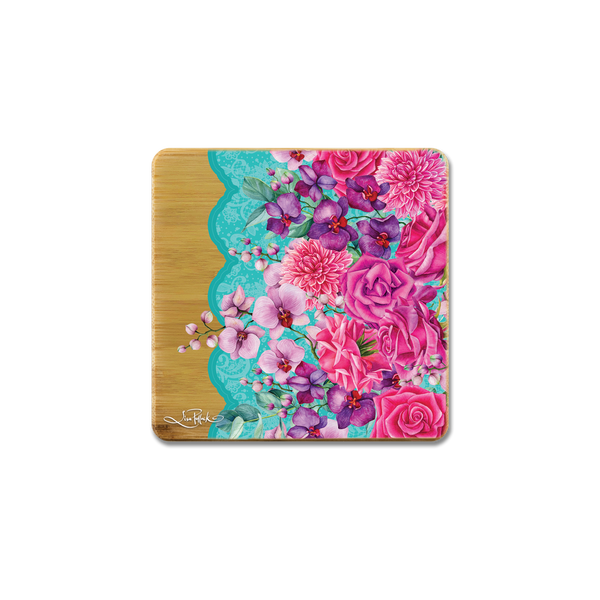 Lisa Pollock Bamboo Coaster Set - Rose Bouquet