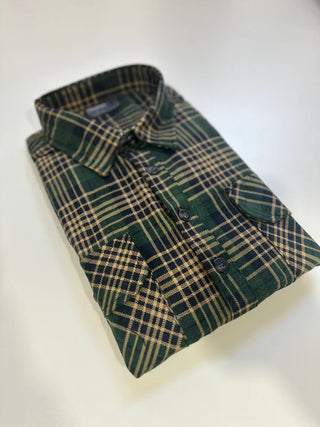 Pilgrim Half Button Flannelette Shirt - Green