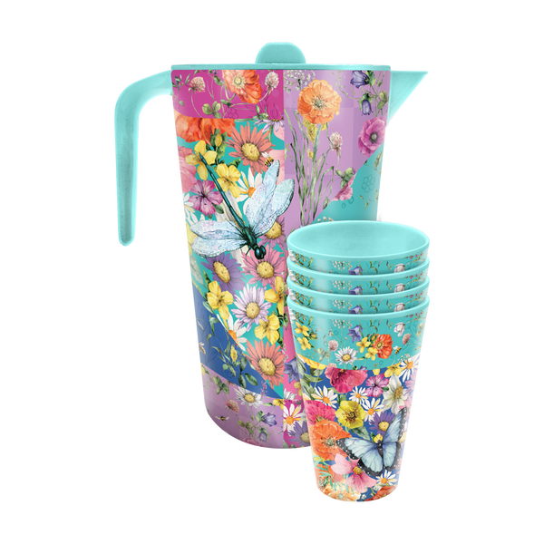 Lisa Pollock Melamine Jug & Cup Set - Wildflower Patch