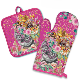 Lisa Pollock - Oven Mitt Pot Holder Set - Oz Foodie Koala