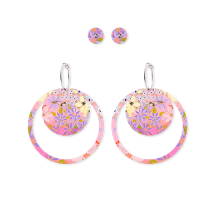 Moe Moe - Kelsie Rose Floating Florals Duo Circle Earrings