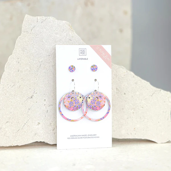 Moe Moe - Kelsie Rose Floating Florals Duo Circle Earrings