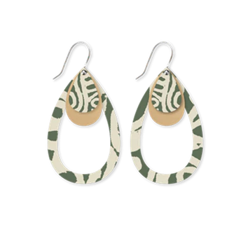 Moe Moe - Murdie Earth Moss Layered Outline Tear Drop Earrings