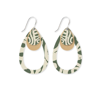 Moe Moe - Murdie Earth Moss Layered Outline Tear Drop Earrings