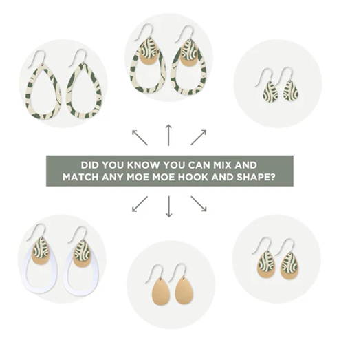 Moe Moe - Murdie Earth Moss Layered Outline Tear Drop Earrings