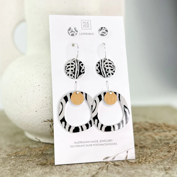 Moe Moe - Murdie Morris Wild Dog Circle Party Pack Earrings