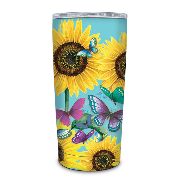 Lisa Pollock Double Walled Stainless Steel Roadie - Sunny Butterflies