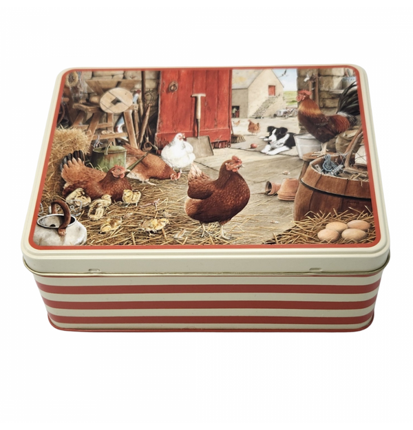 Tracy Hall Farmyard Hens Biscuit Tin