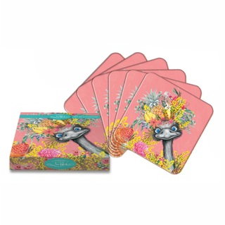 Lisa Pollock - Set of 6 Coasters - Emu-Sing