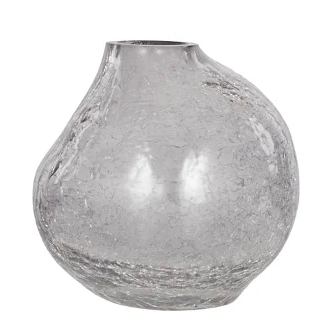 Smoke Crackle Glass Vase