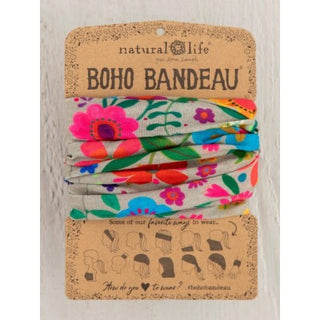 Boho Bandeau - Lt Taupe Folk Flower